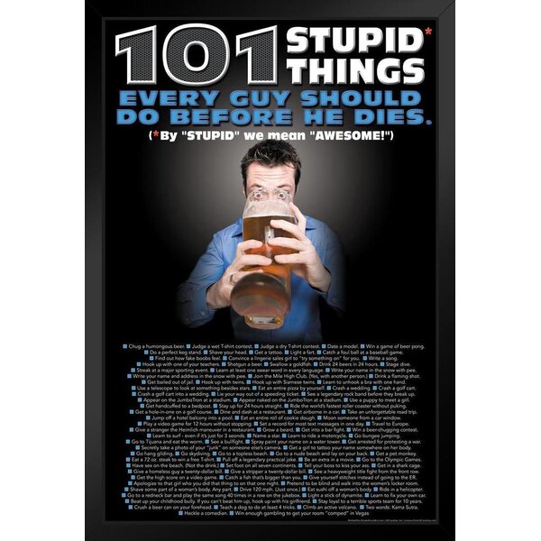 Trinx 101 Stupid Things Every Guy Should Do Before He Dies Funny Black Wood  Framed Poster 14X20 - Picture Frame Print | Wayfair