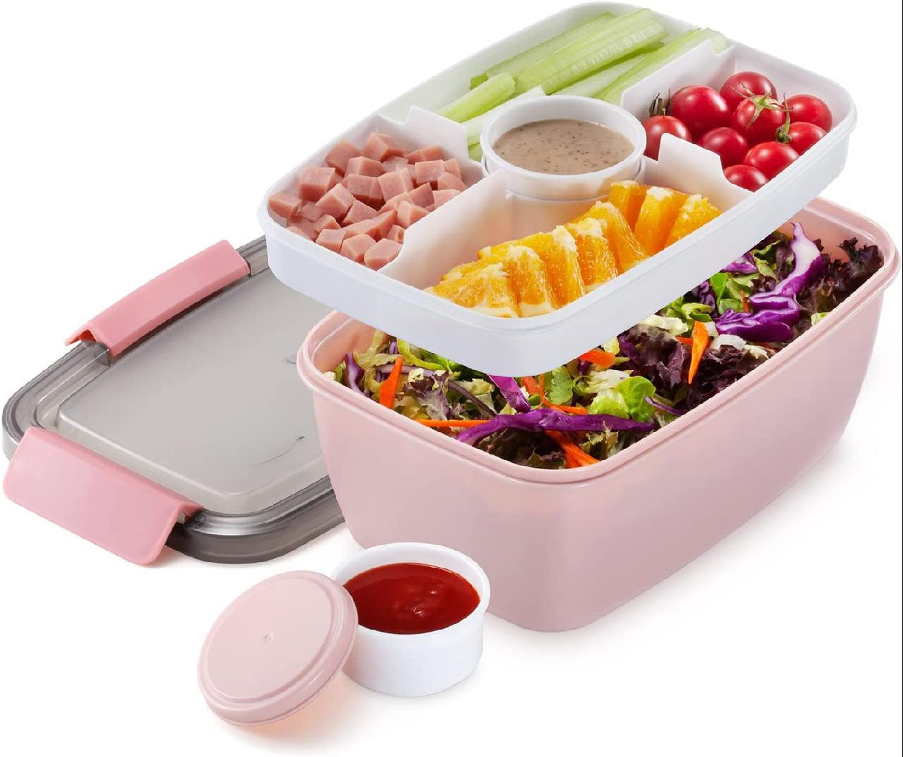 Prep & Savour Large Salad Container For Lunch 68 Oz Salad Bowl With 5
