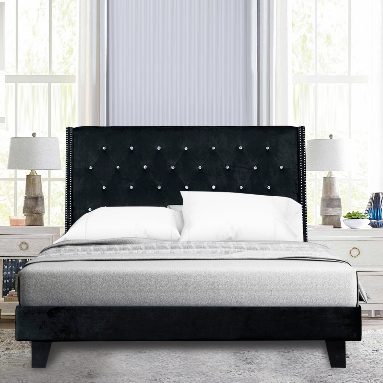 House of Hampton® Dendrick Upholstered Tufted Velvet Bed Wayfair