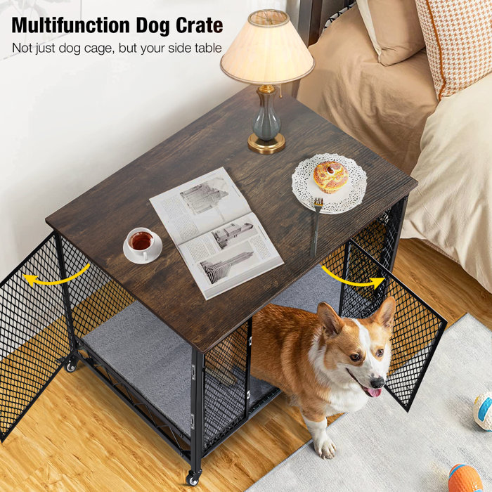 Tucker Murphy Pet™ Dog Crate Furniture Corner, Heavy Duty Dog Kennel Indoor Wooden End Table Dog Crate Modern Decorative Pet Crates Side Table Dog House For Large Medium Small Dogs Brown C111233766