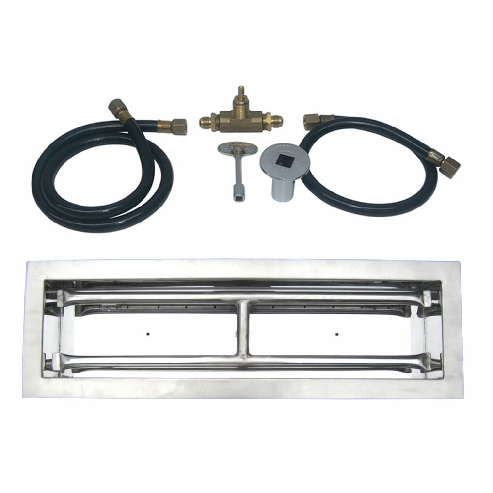 18 Inch H-Burner for Fire Pits and Fireplaces Stainless Steel Burner Includes Accessory Kit 
