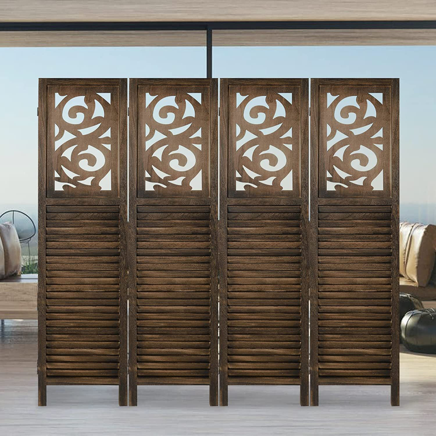 Bayou Breeze Dezarea 0.01'' W x 67'' H 4 Panel Folding Room Divider