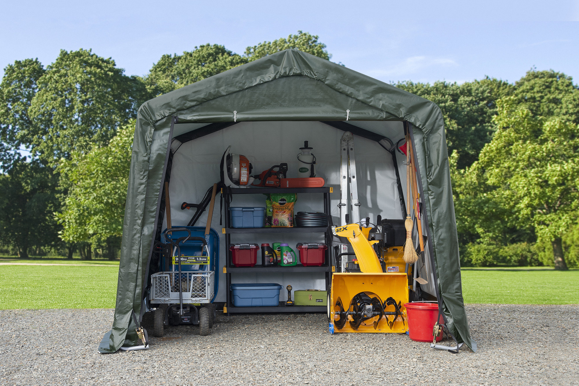 ShelterLogic Scotts Storage Shed 10 x 10 x 8 Green Peak Wayfair Canada