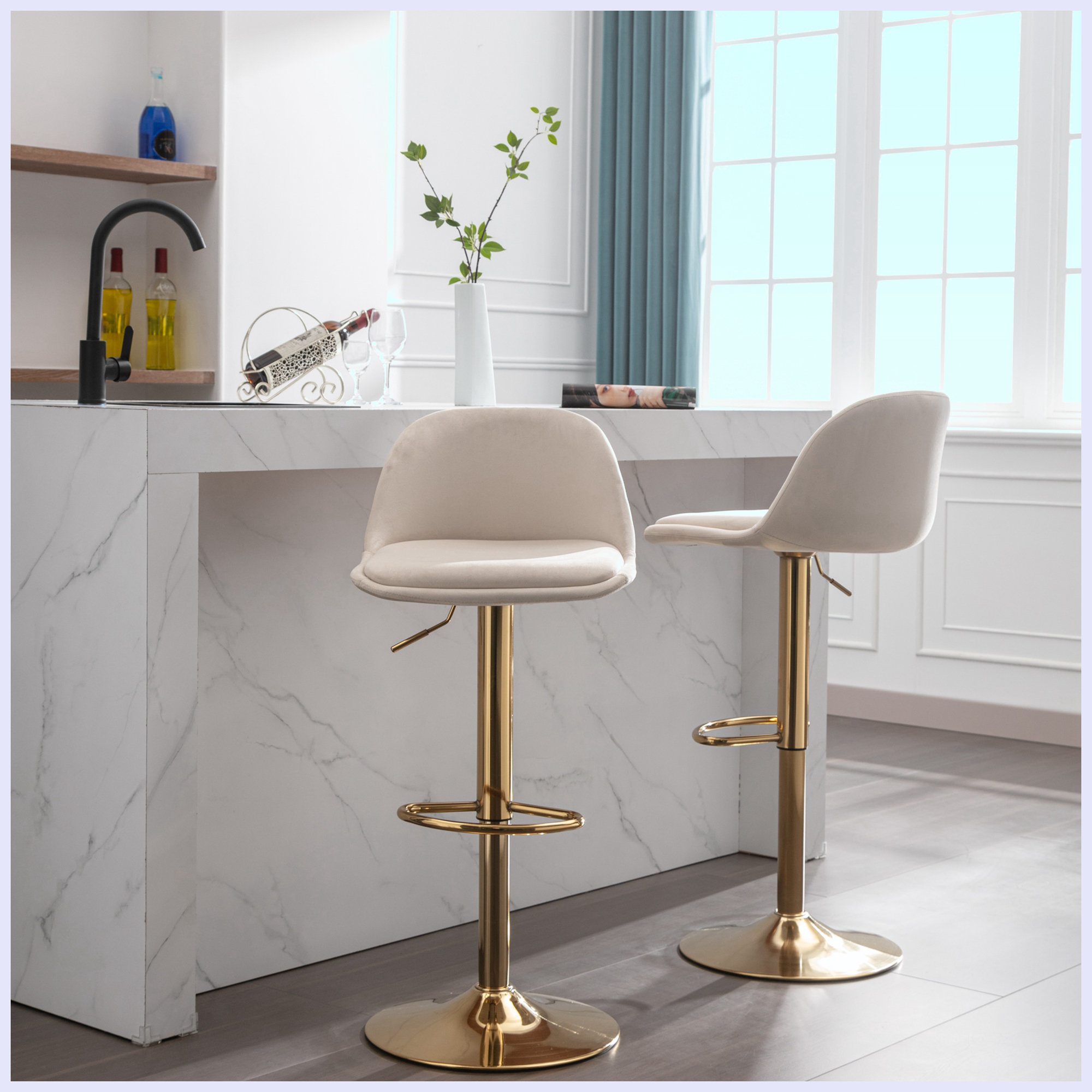 Everly Quinn Argos Swivel Adjustable Height Bar Stool Wayfair