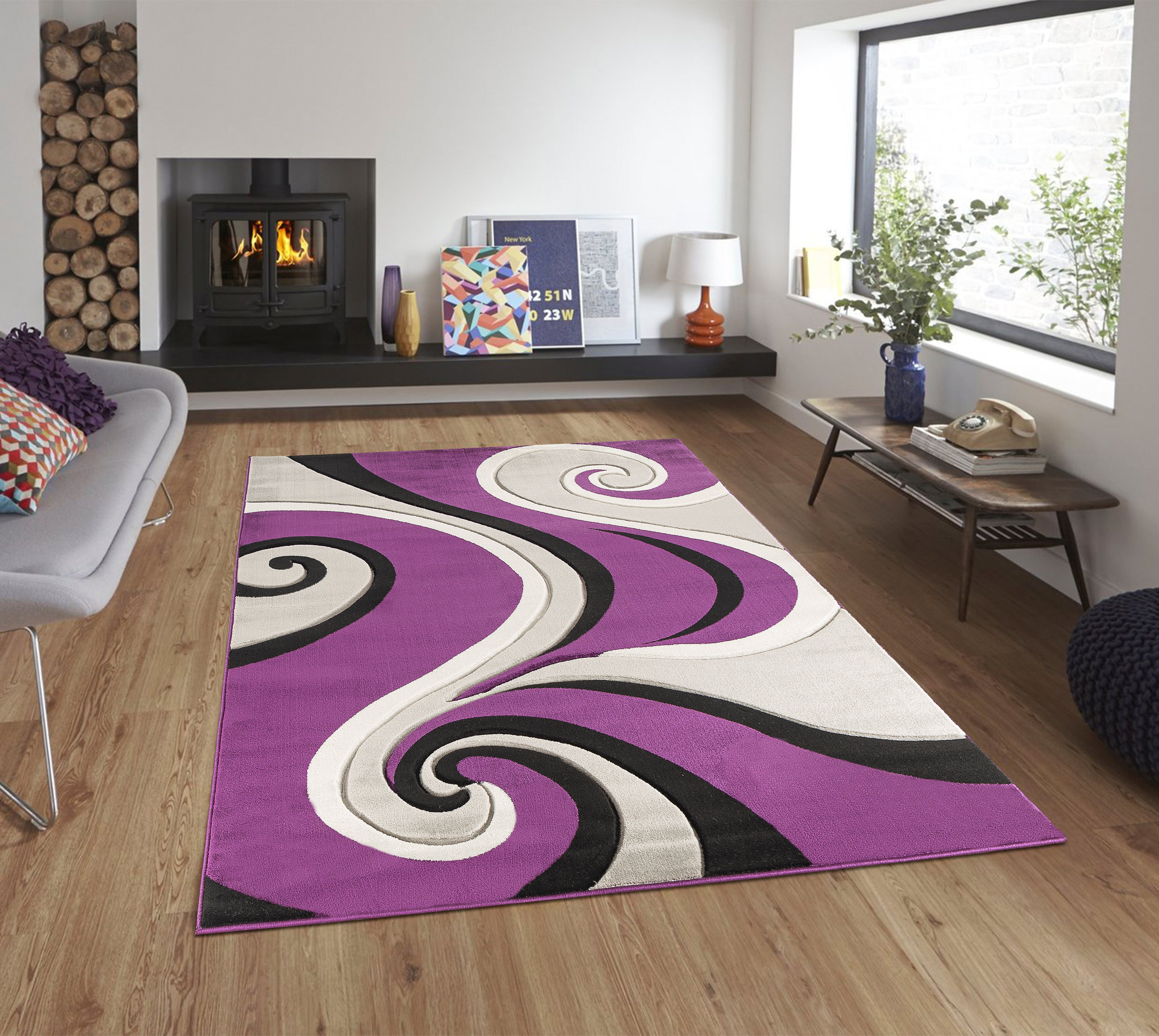 Ivy Bronx Anatole Abstract Purple Area Rug & Reviews Wayfair