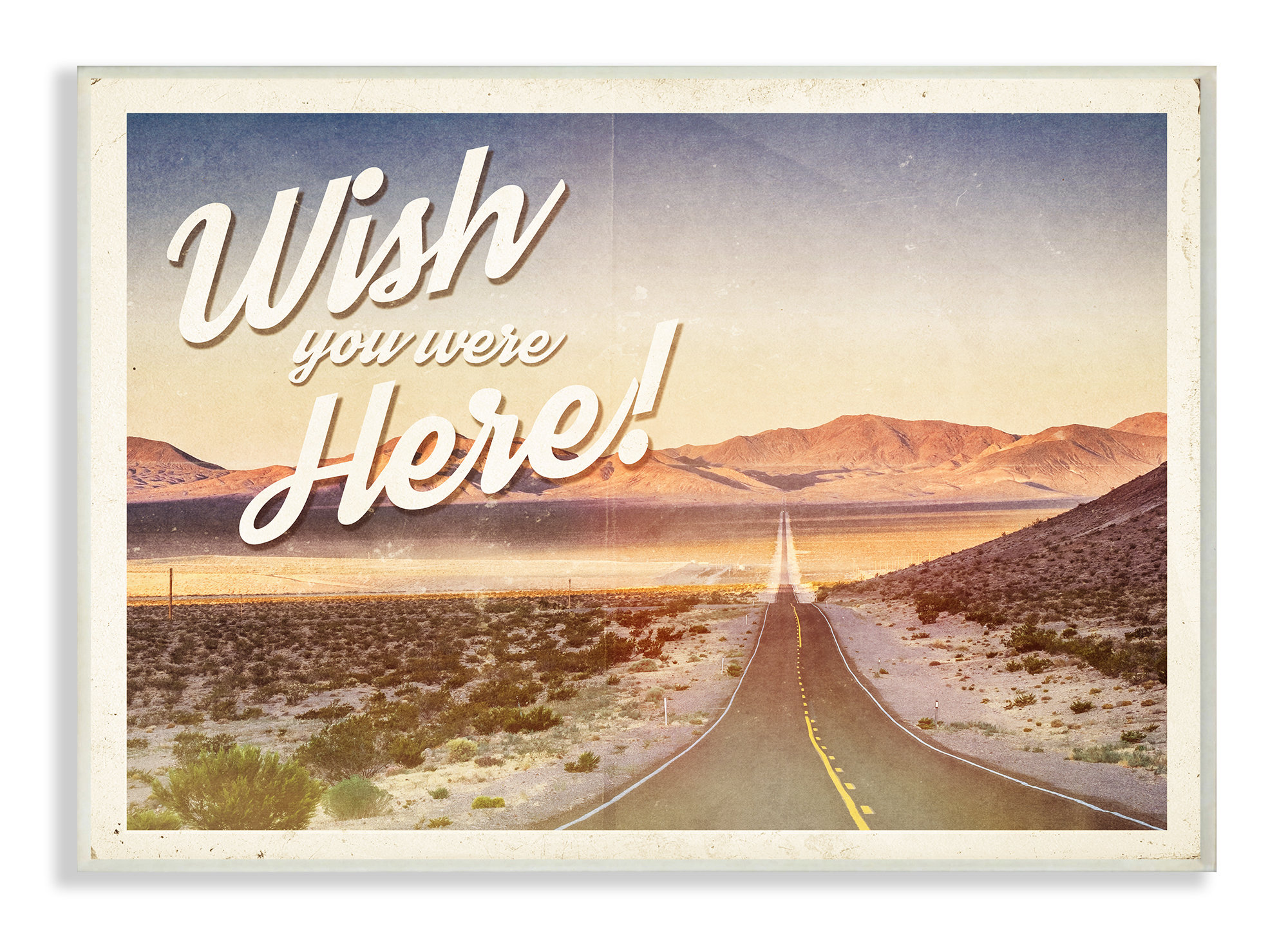 Ebern Designs Wish You Were Here Open Road Western Landscape Postcard