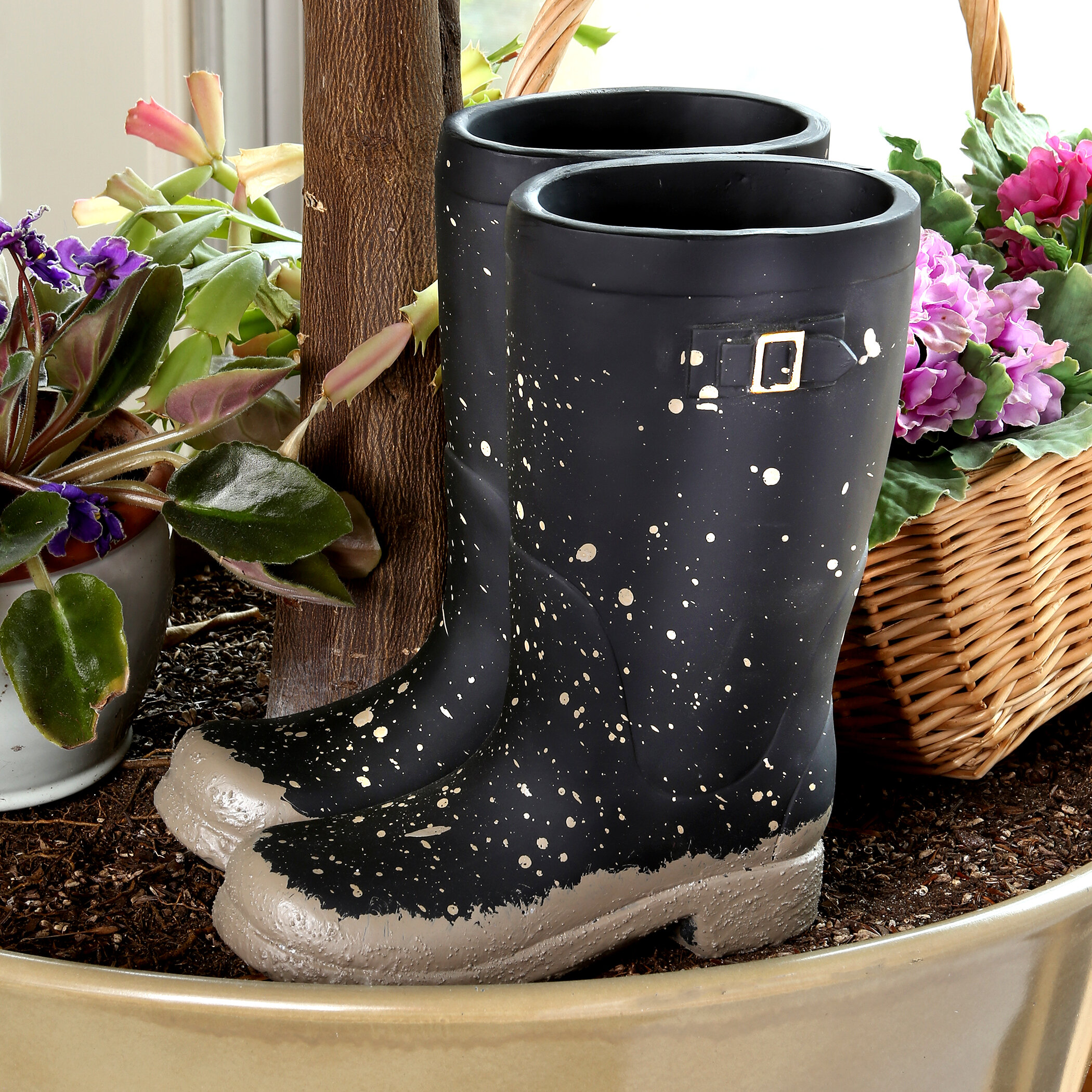Shoe Planter Boot Frost Proof Polyresin 4 colours to choose 18cm Indoor Outdoor 