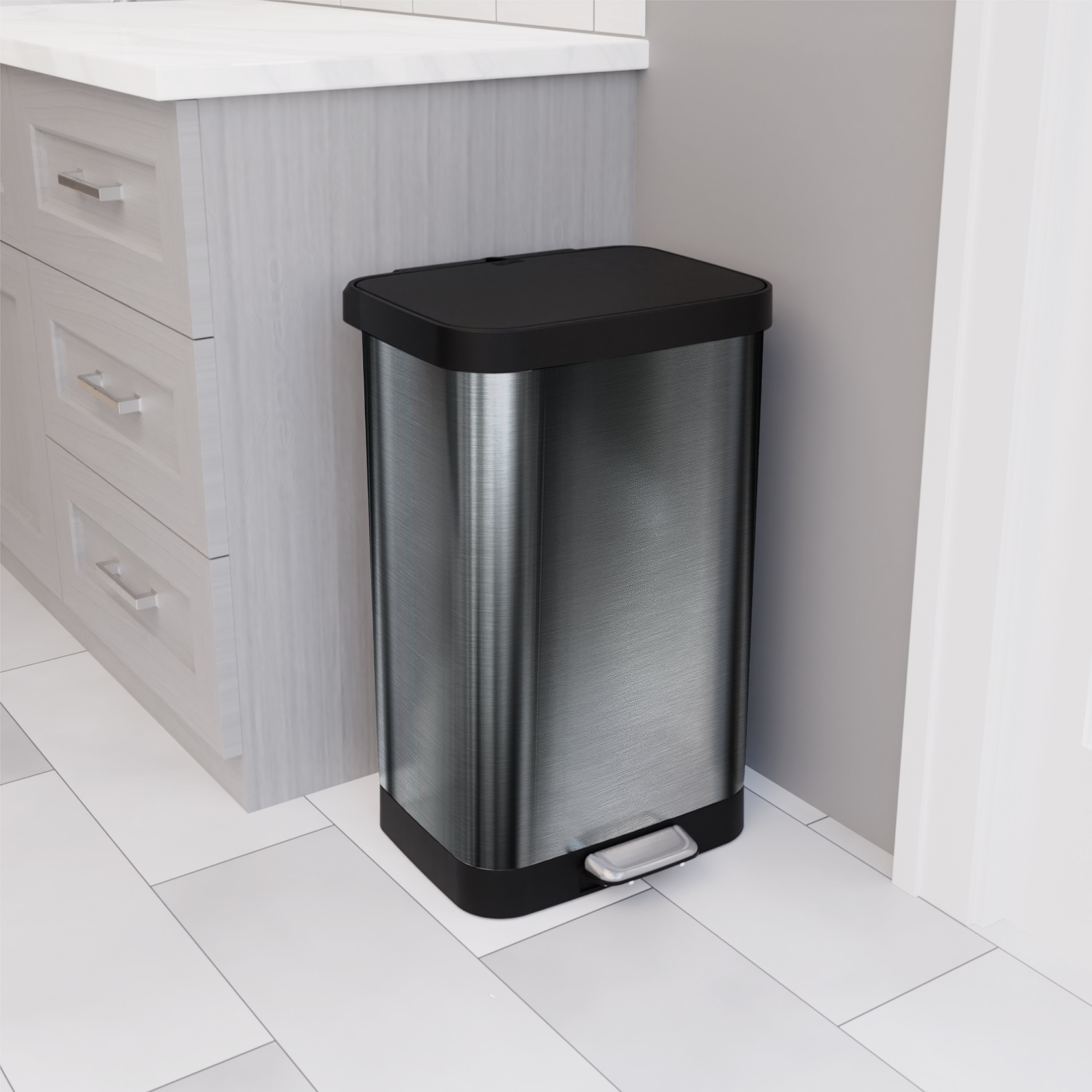 Glad Pewter Stainless Steel Step Trash Can Wayfair