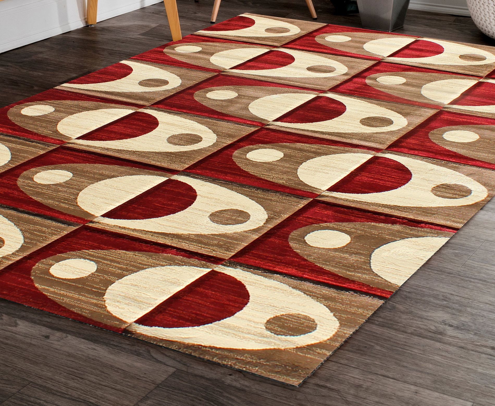 Orren Ellis Jep Abstract Red Area Rug Wayfair