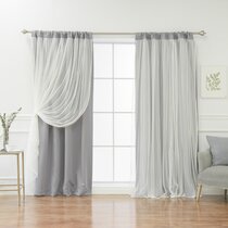 1 Set Rod Pocket Insulated Thermal Lined Blackout Window Curtain R64 Gold