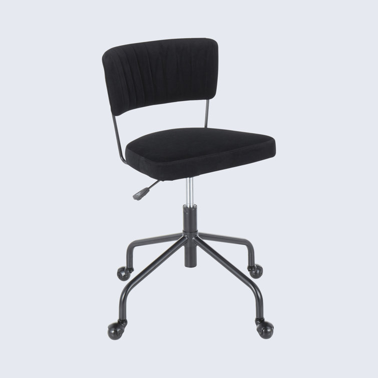 Tania Contemporary Black Velvet 28.5" Swivel Task Chair