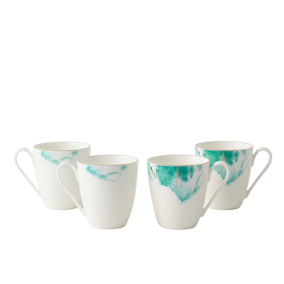 Tea Cups Coffee Mugs Set 4 Premium Porcelain Water