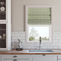 Deluxe Headrail Upgrade Available Green Soft Woven Fully Lined Roman Blind 
