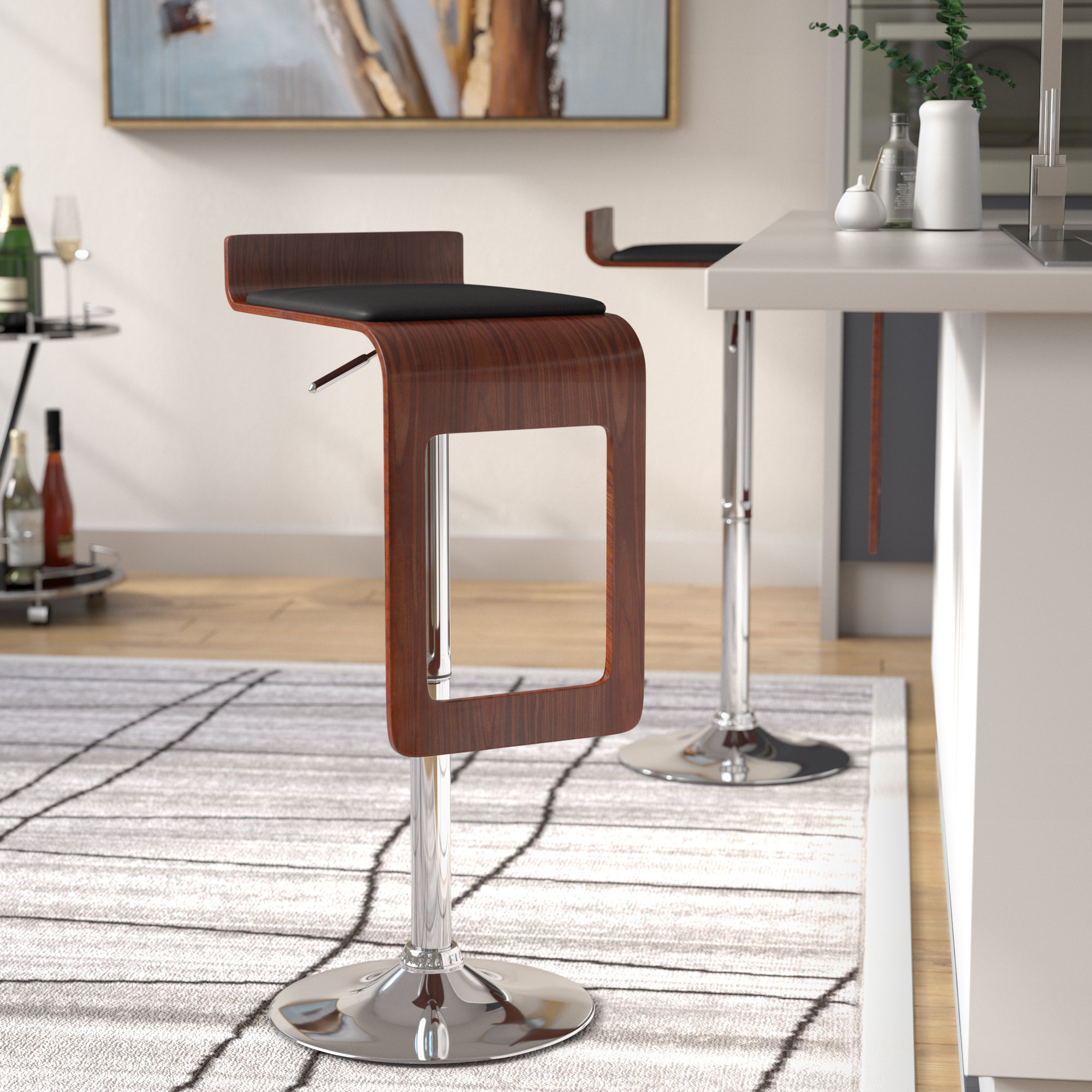 Oliver Wooler Swivel Adjustable Height Bar Stool & Reviews Wayfair