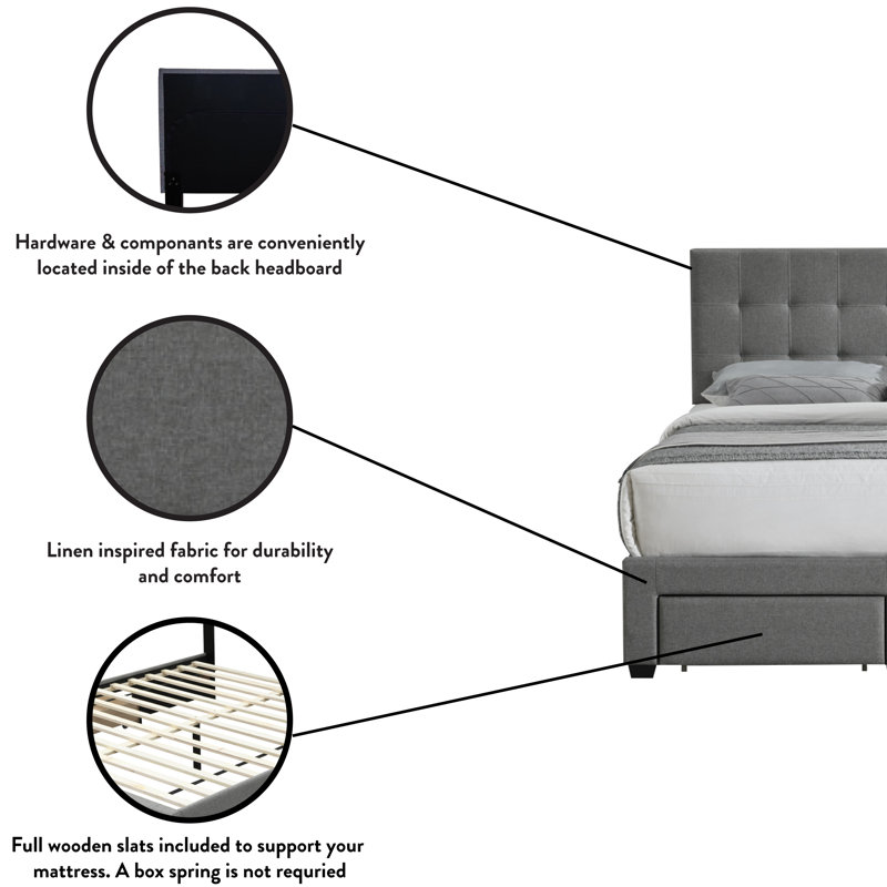 Three Posts™ Mariel Upholstered Storage Bed & Reviews | Wayfair