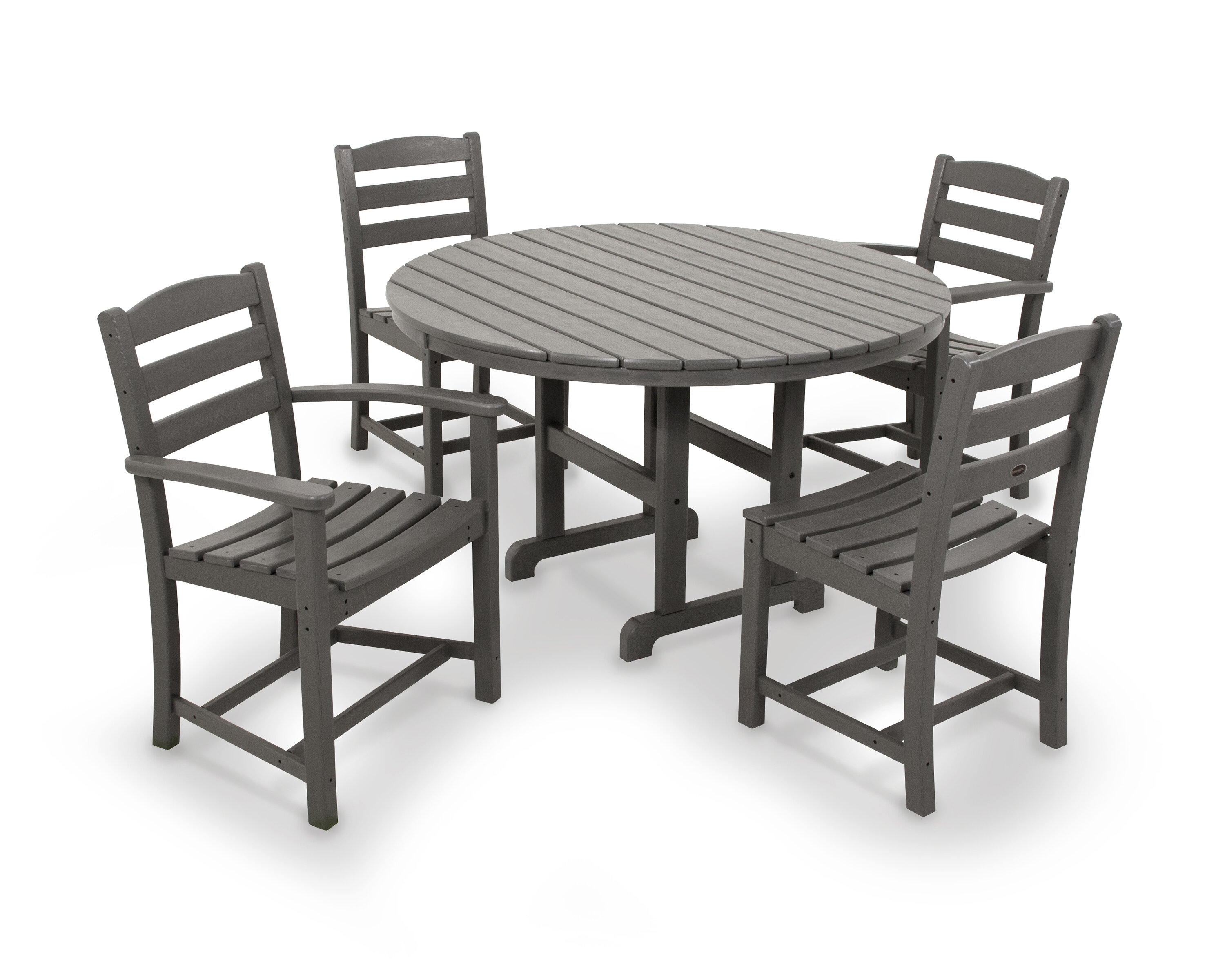 POLYWOOD La Casa Cafe 5-Piece Outdoor Bar Chair Set with Table White 