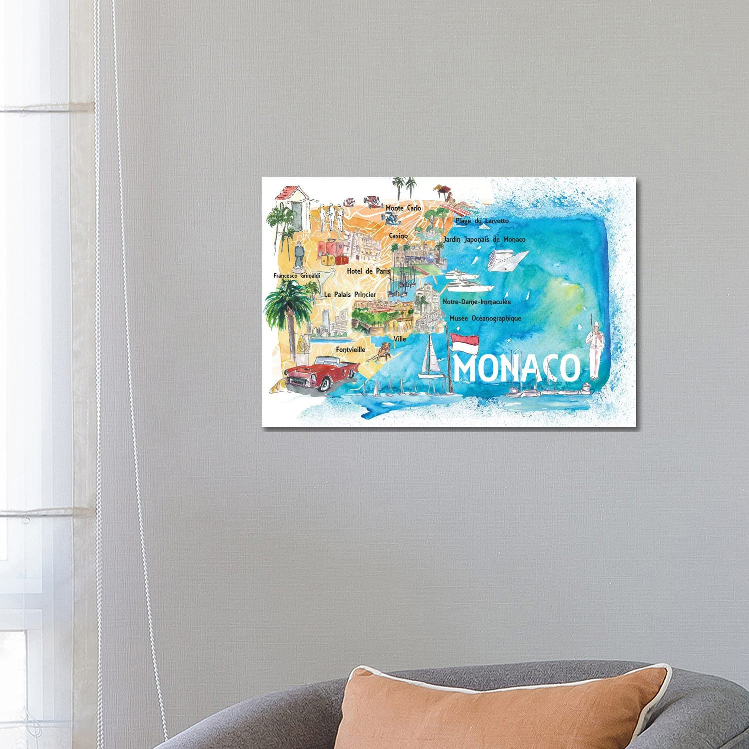House of Hampton Monaco Monte Carlo Illustrated Map With Landmarks And ...