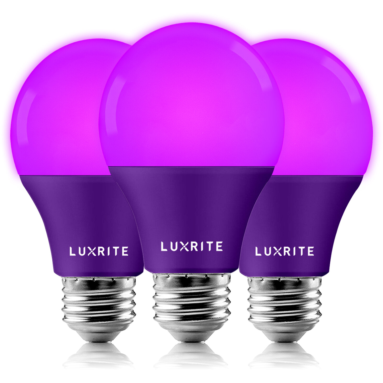 Luxrite A19 LED Purple Light Bulbs 60W Equivalent Non-Dimmable UL Listed E26 Base Indoor Outdoor Holiday Event Home (3 Pack) Reviews | Wayfair