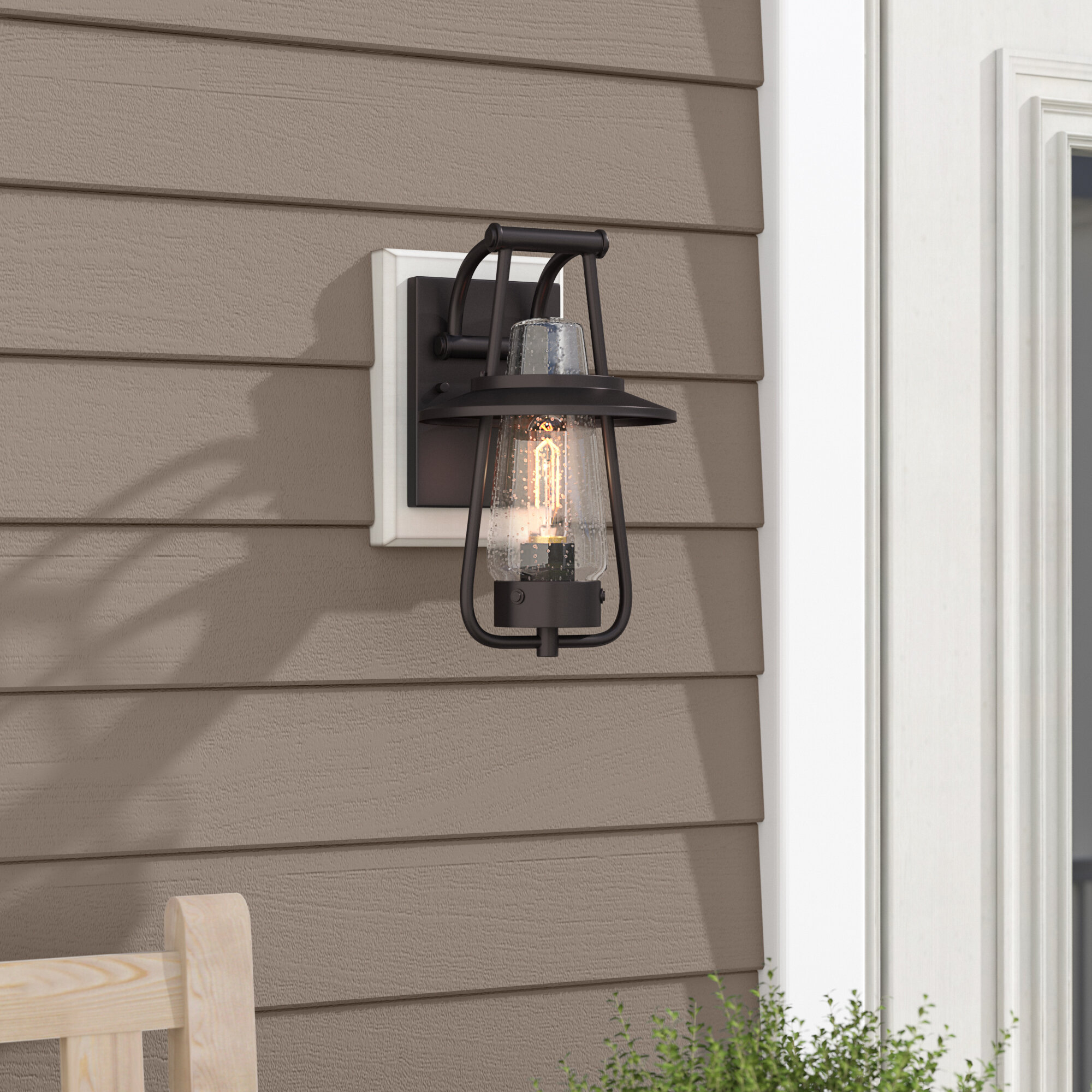 Outdoor Wall Lantern Sconce Oil Rubbed Bronze Seeded Glass Cage Lamp Porch Light 