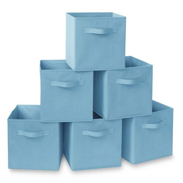 Set of 3 Blue Collapsible Storage Cube Bins Containers Handles 10.5"x11"x10.5" 