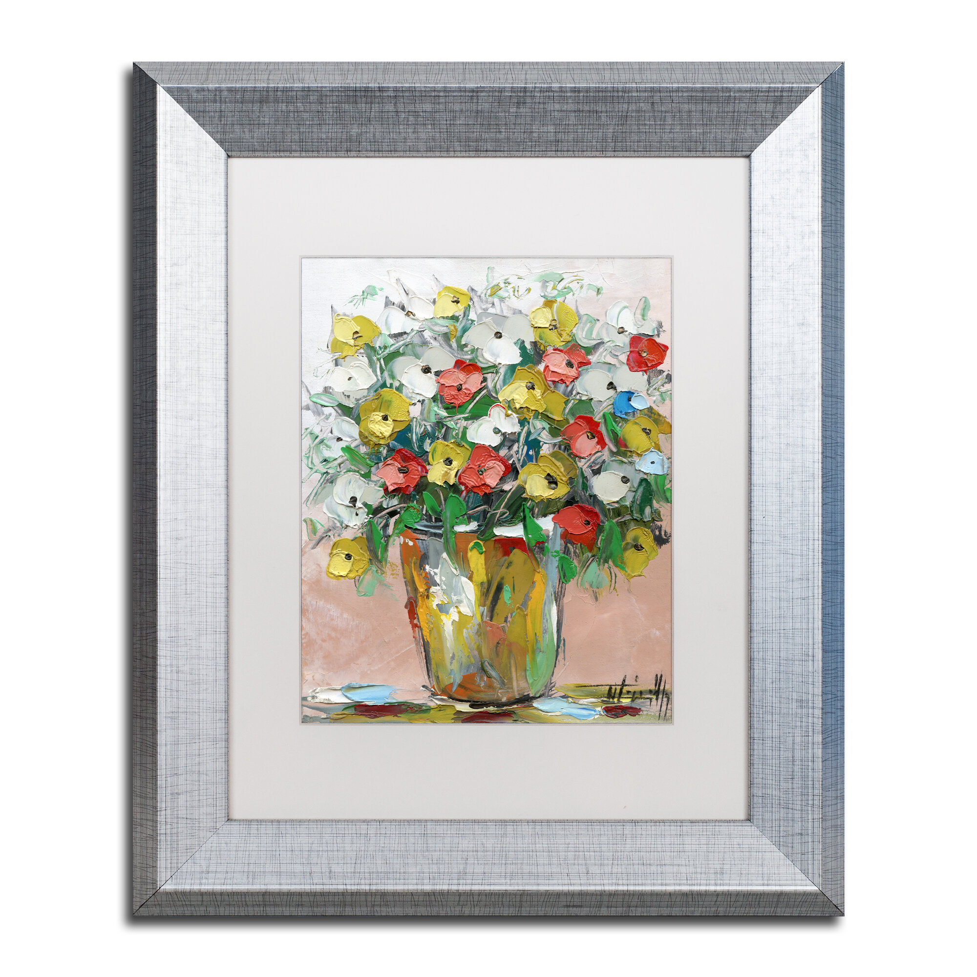 ブルー×レッド 商標Fineアートma0730-b1114mf Spring Flowers In A Vase 6#xA0;by Hai  Odelia 16x20 MA07＿並行輸入品