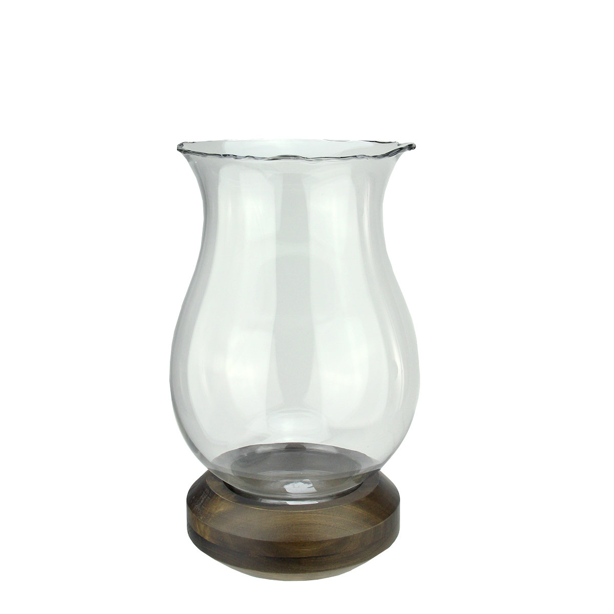 Northlight 17" Wavy Edged Clear Glass Hurricane Pillar Candle Holder