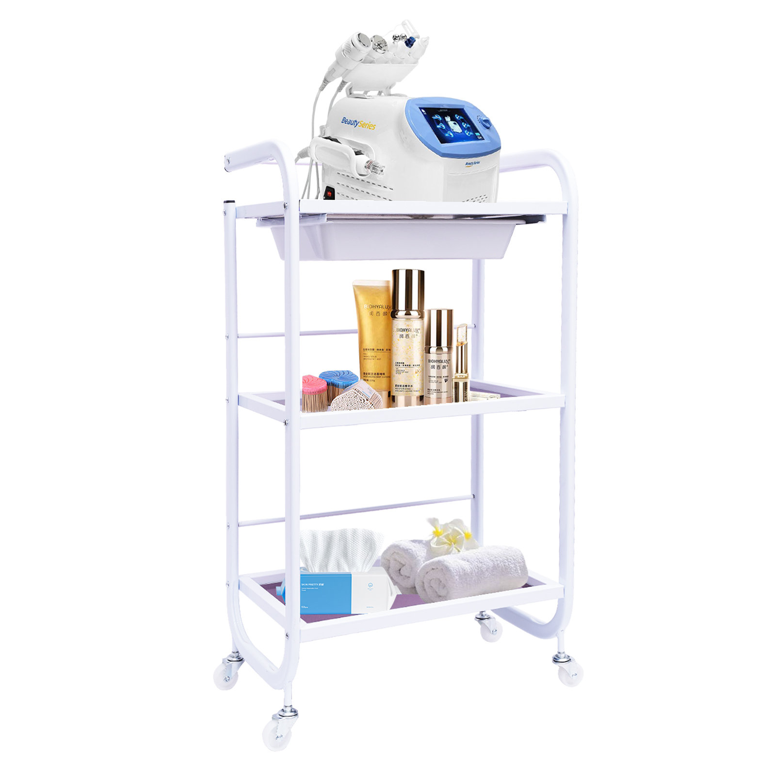 YaoTown White 3Tier Rolling Trolley Cart, for Spar, Nail Salon and Hairdresser Wayfair