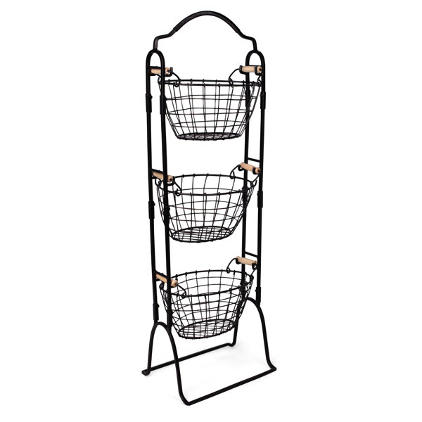Hanging Fruit Vegetable Basket 3-Tier Wire Chrome Kitchen Storage Rack Organizer 