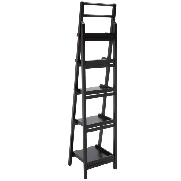 Gracie Oaks Rexhie 71.3'' H x 16.5'' W Solid Wood Ladder Bookcase ...