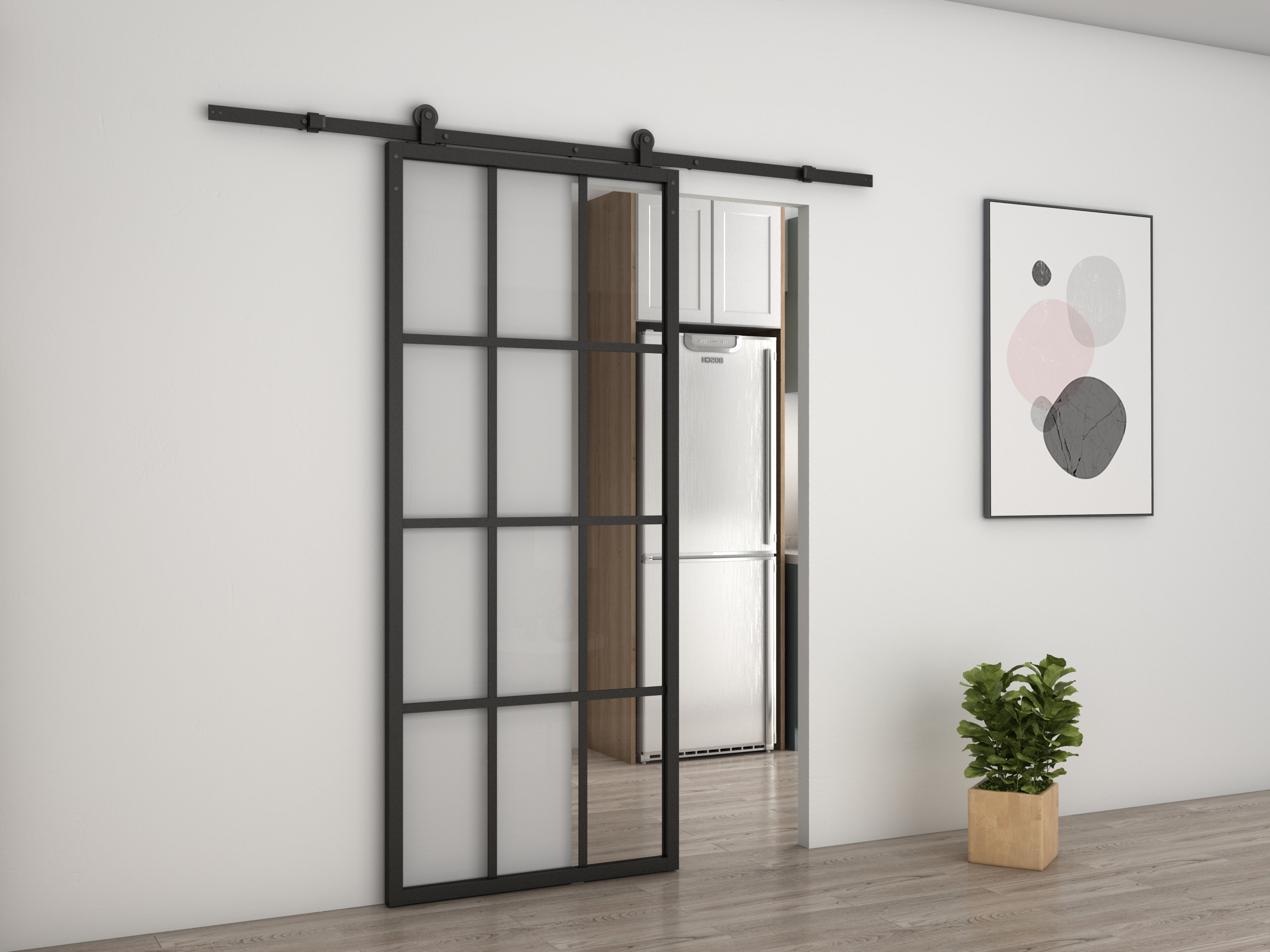 Calhome Glass and Metal Barn Door with Installation Hardware Kit Wayfair