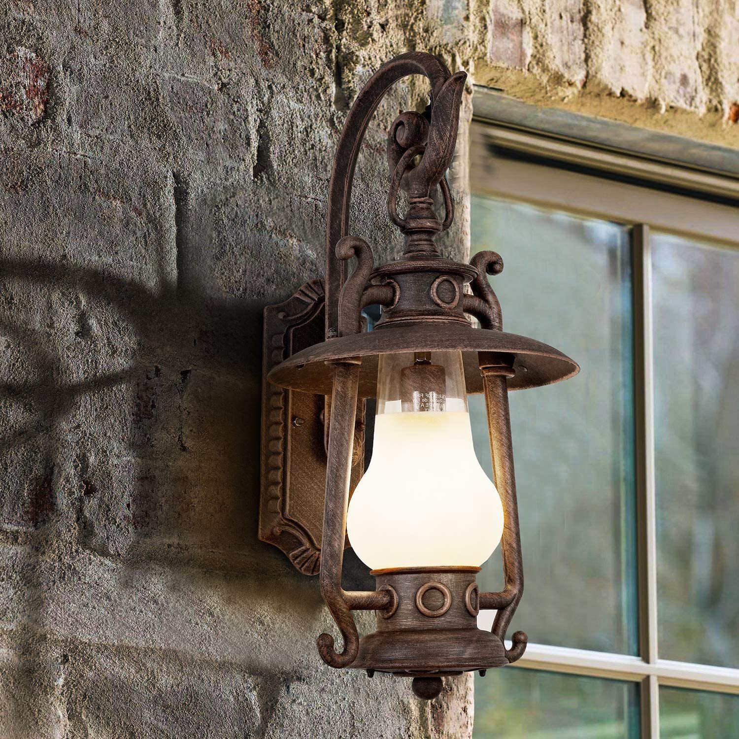 Retro Antique Rustic Lantern Lamp Wall Lamp Sconce Light Fixture Outdoor E26 