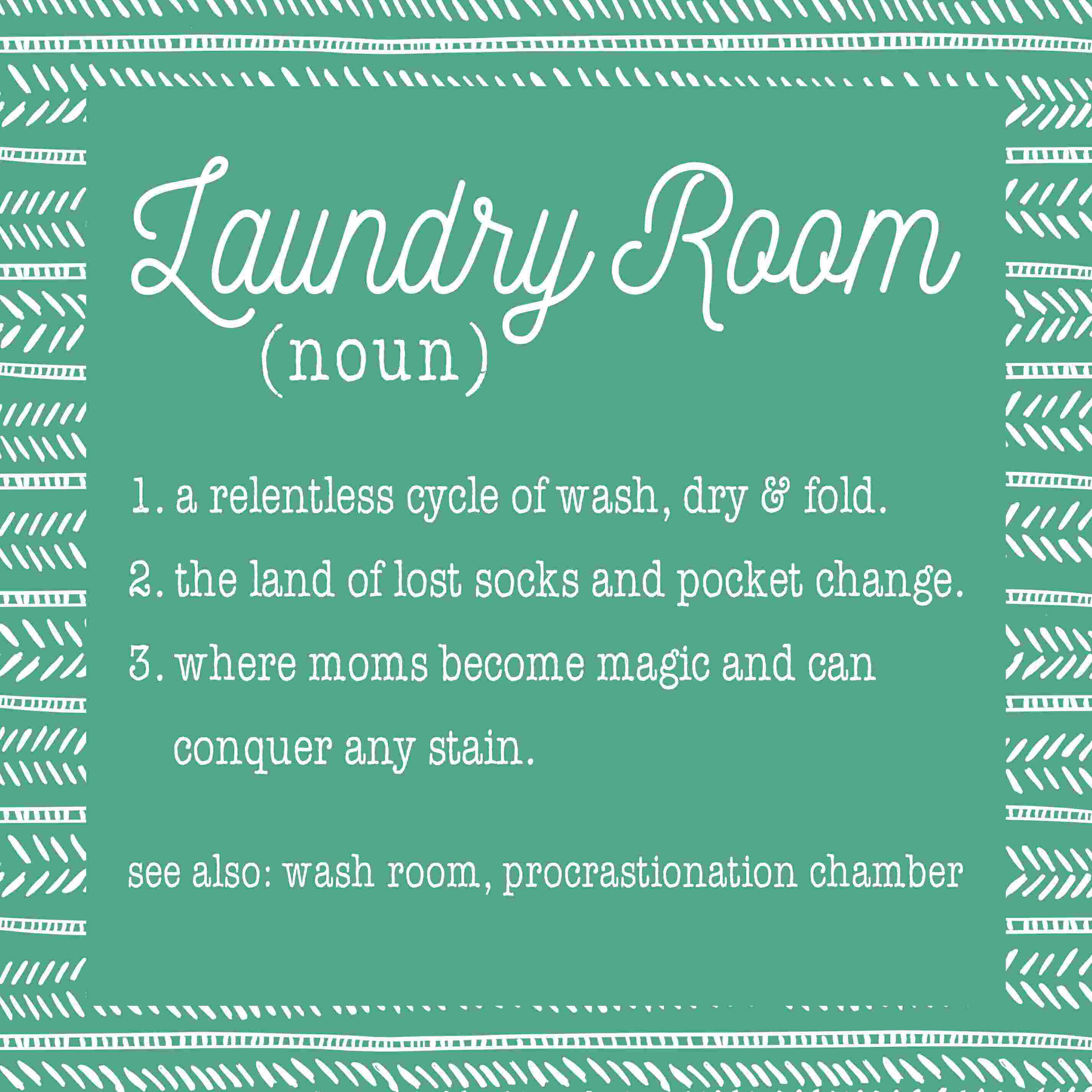 Trinx Laundry Room Definition Green Long Wrapped Canvas Textual Art