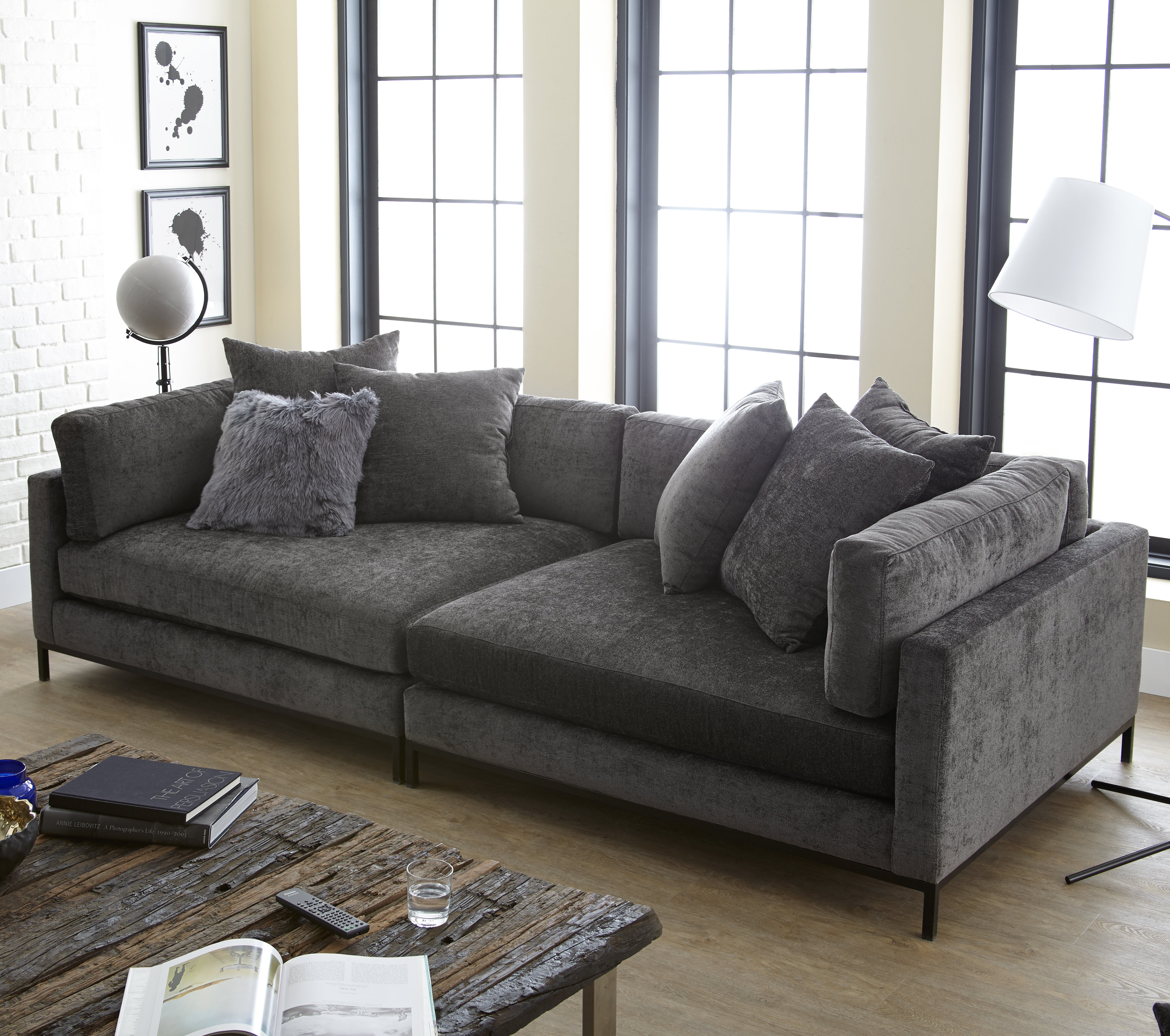 Veda 118” Square Arm Sofa with Reversible Cushions