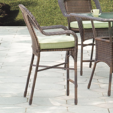 South Sea Rattan Key West High Wicker Dining Arm Chair with Cushion ...