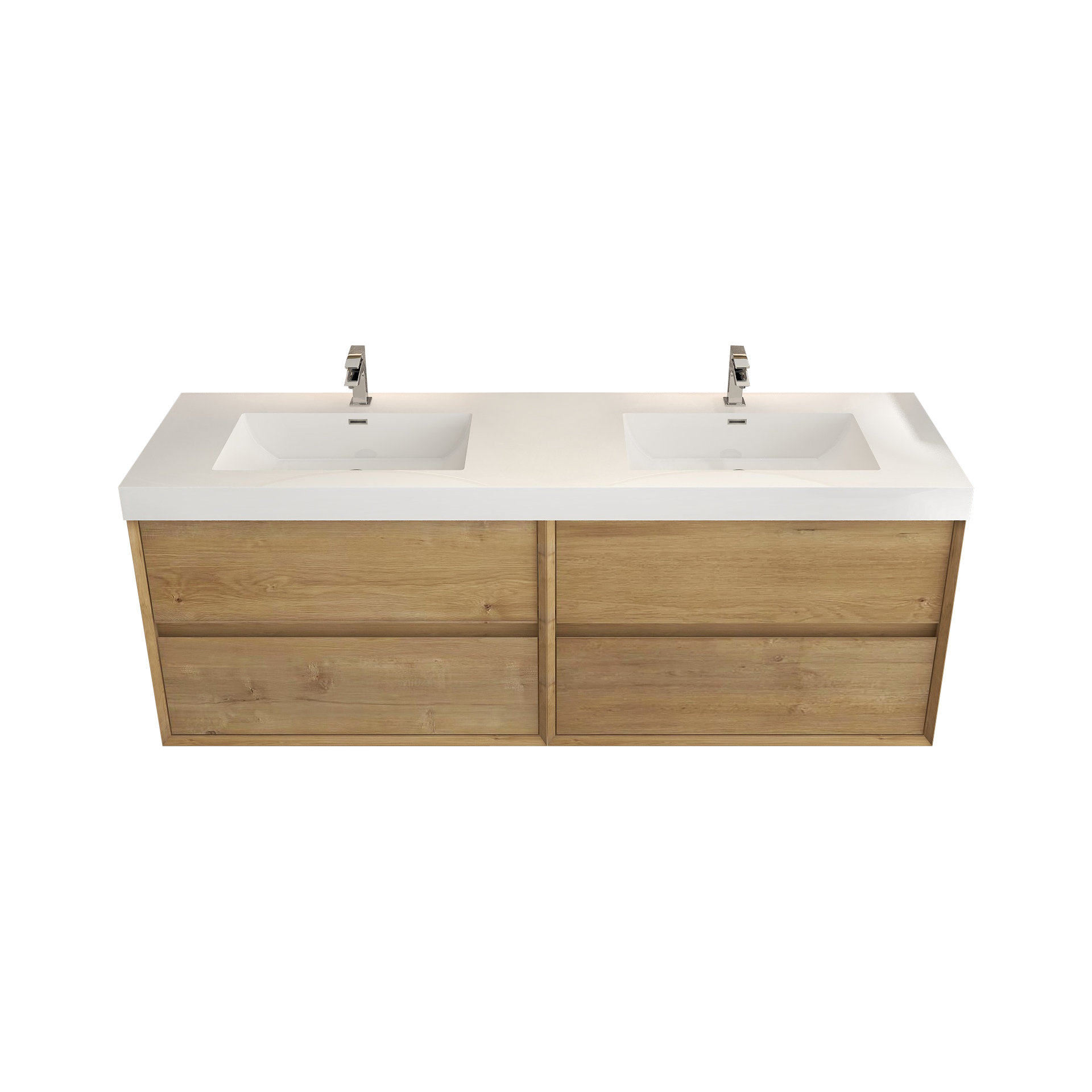 Latitude Run® 70.4'' Wall Mounted Double Bathroom Vanity with Plastic Vanity Top Wayfair