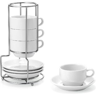 B&B Stackable Ideal for Cafes 4 x One Cup White Teapot Flat Top 