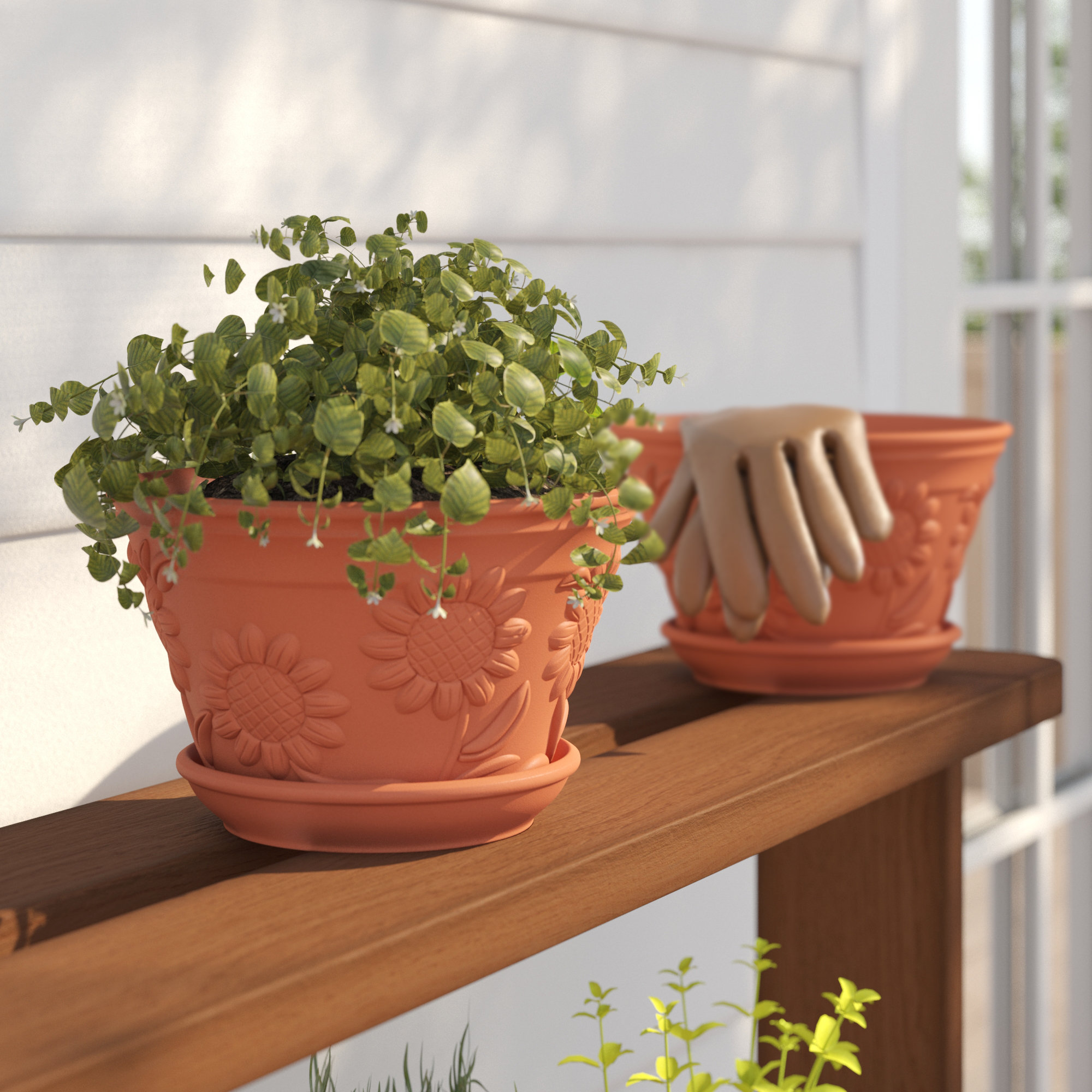 August Grove® Mehrab Raised Sunflower Terracotta Pot Planter & Reviews