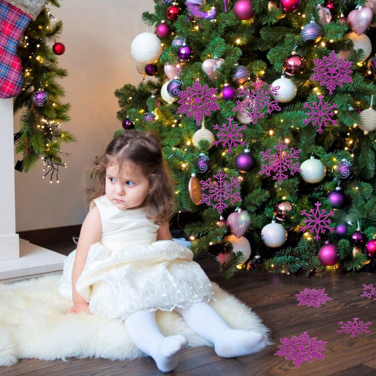 12X Colorfu Glitter Snowflake Christmas Ornaments Xmas Tree Hanging Decorations 
