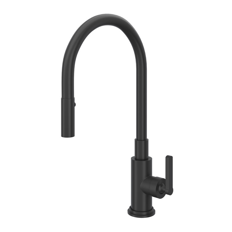 Rohl Lombardia Kitchen Single Lever Single Hole Pulldown Kitchen Faucet  with Metal Lever
