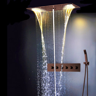 Amazing Relaxation Wide Ceiling LED Volume Control Complete Shower System with Rough-in Valve