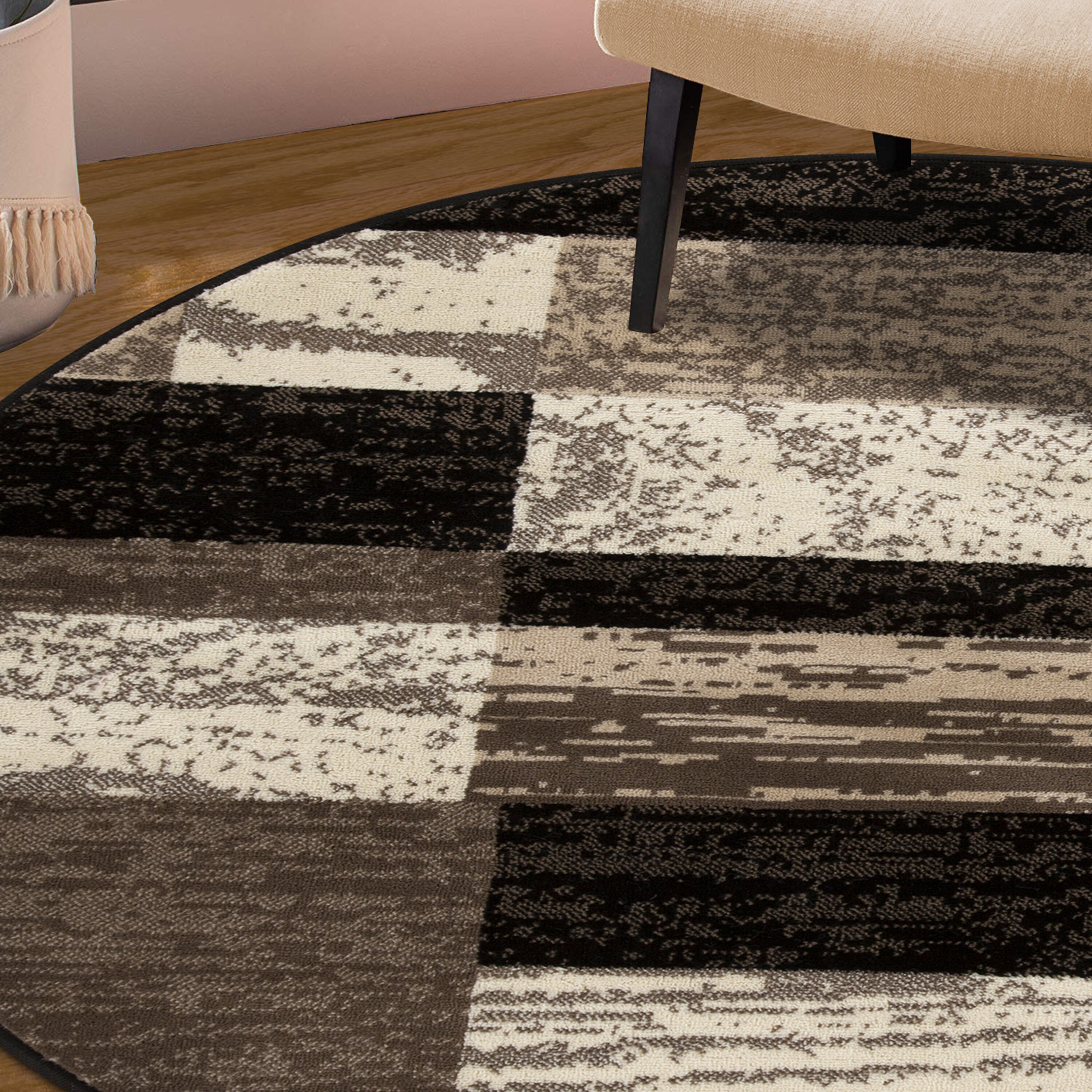 Brown and Cream Rug Stripe Design Dark Chocolate Beige Carpet NEW Small X Large 