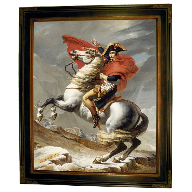 David Napoleon Bonaparte Crossing Saint Bernard Wood Framed Canvas Repro 8x10 