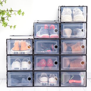 20x Plastic Shoe Box Storage Box Stacking with Lid Shoe Storage 