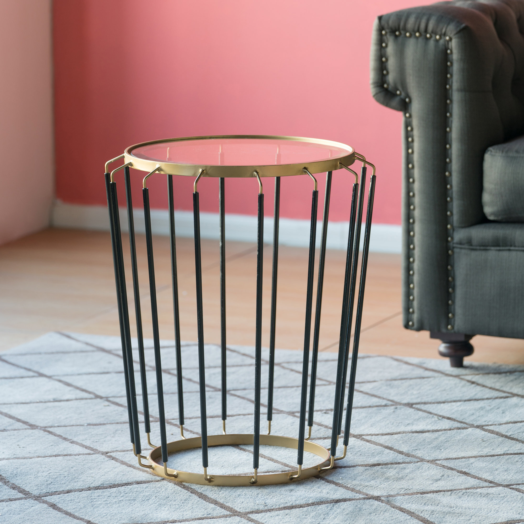 Ivy Bronx Maymie 22'' Tall Glass Frame End Table Wayfair