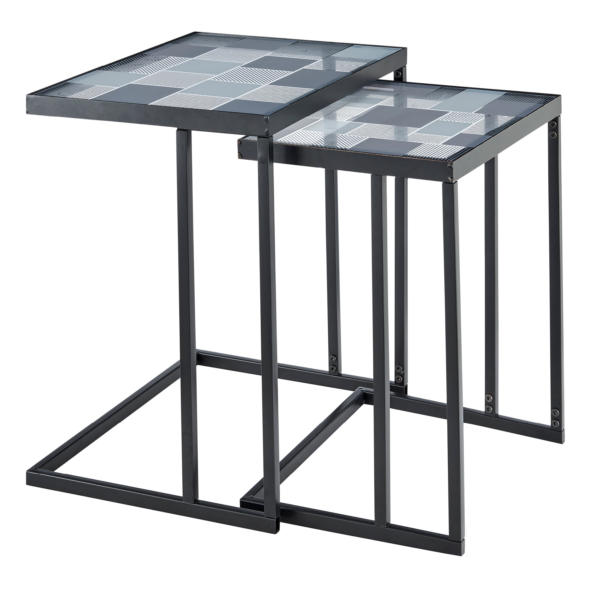 LIVIVO Kavic Glass Top Frame Nest Of Tables BuiltIn Outlets Wayfair.co.uk