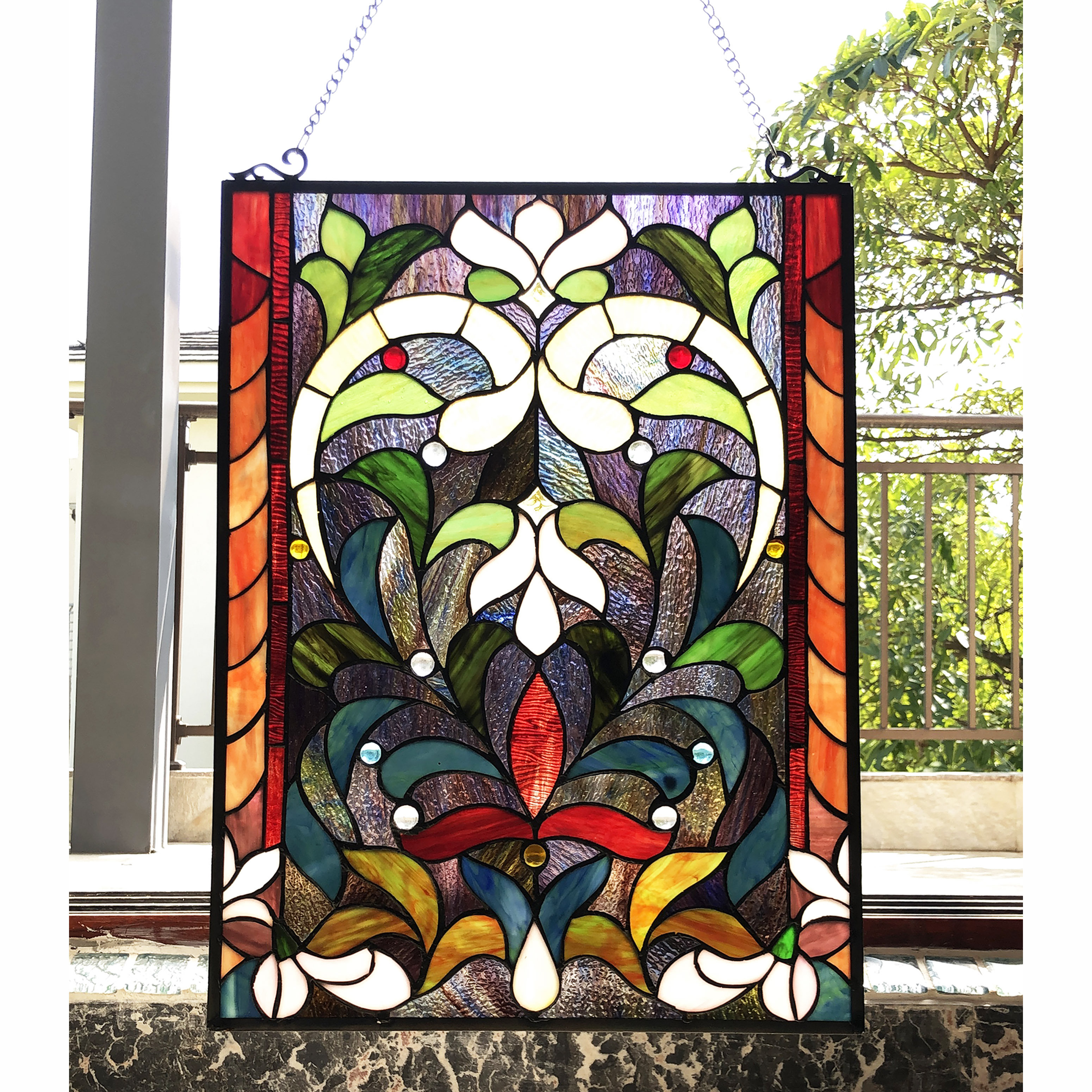 August Grove® Henninger Stained Glass Window Panel Wayfair
