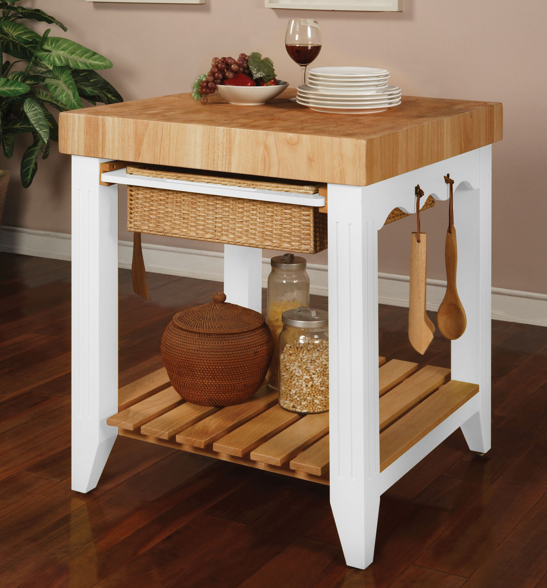 Powell Colour Storey Butcher Block Kitchen Island in Pure White - Wayfair Canada
