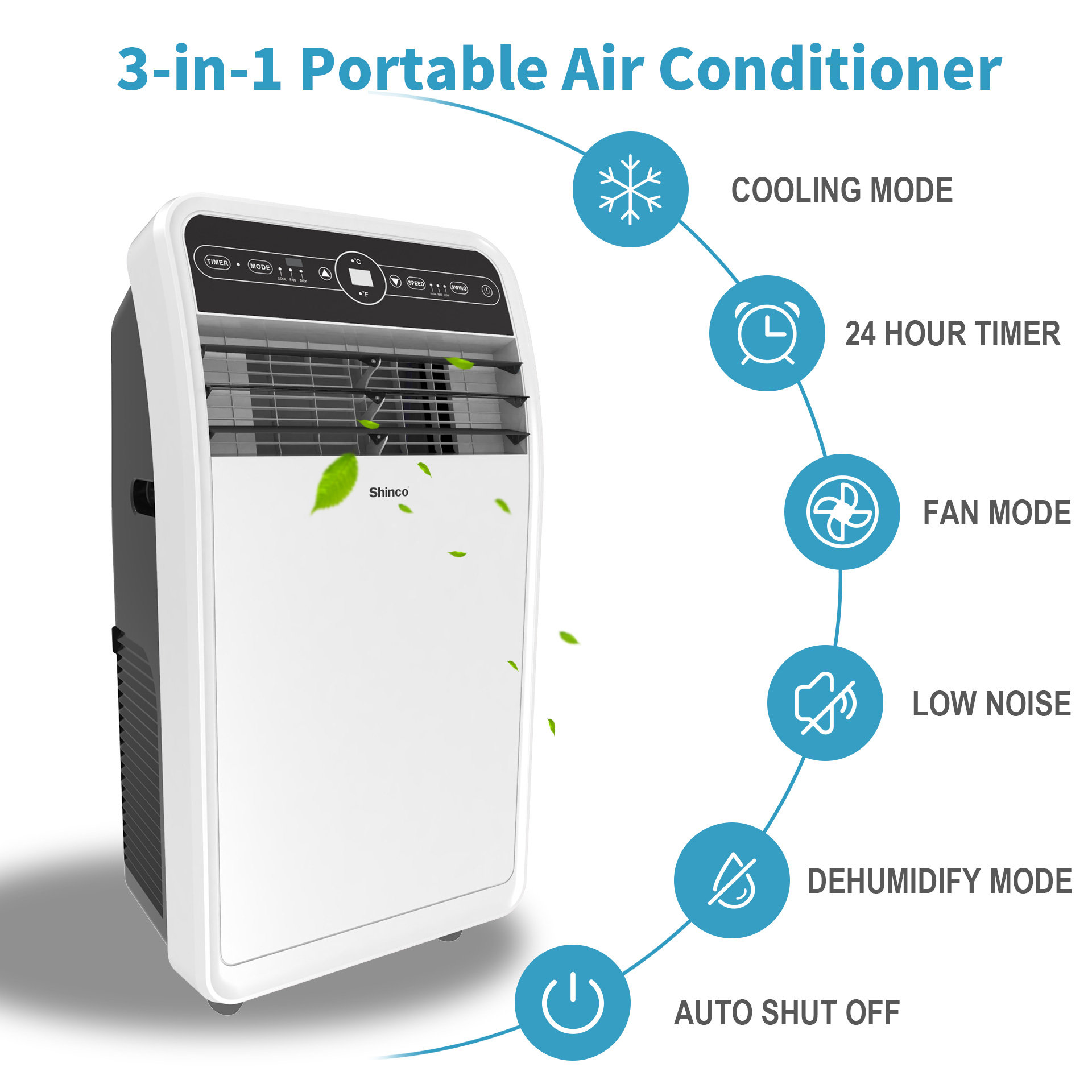 Shinco 10000 BTU Portable Air Conditioner for 300 Square Feet Sq. Ft
