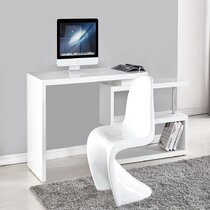 Adalrik White Gloss Computer Desk Office Table Furniture 