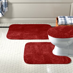 3-Piece Quinn Solid Bathroom Rug Set Bath Mat Contour Toilet Lid Cover 11 Colors 